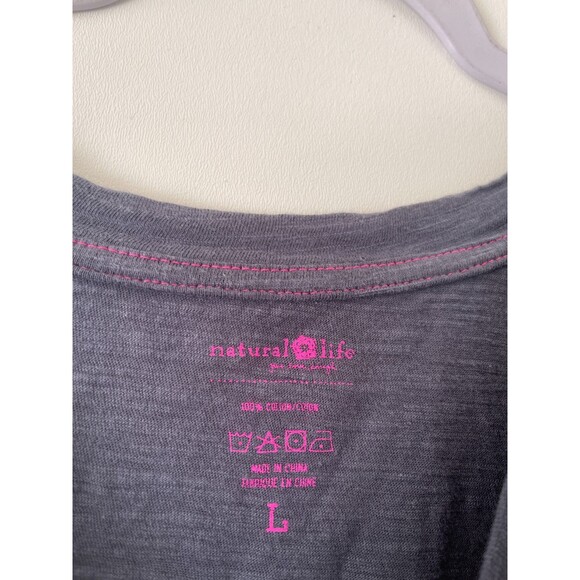 Natural Life Shirt Womens Large Gray Pink Floral Kindness Short Sleeve Tee Top - Picture 8 of 8